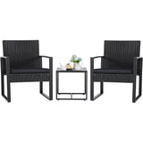 Outdoor, 3-Piece, Patio, Furniture Set, 2, Black, Patio Chairs, 1 Side Table