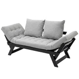 Grey/Black, 3 In 1, Convertible, Sofa, Chaise, Lounger, Bed, 2 Large Pillows