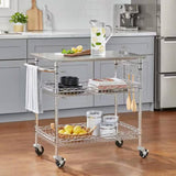 Kitchen Island, Cart, Stainless Steel, Top, 2, Bottom Storage Shelves