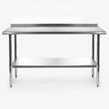 Stainless Steel 60 x 24 inch Heavy Duty NSF Certified  Work Bench Prep Table with Backsplash