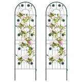 Set of 2, Outdoor, 6-ft, Galvanized Steel, Garden Trellis, Green, Metal Finish