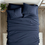 King Navy Blue 6-Piece Soft Wrinkle Resistant Microfiber/Polyester Sheet Set