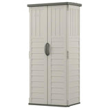 Outdoor Heavy Duty 22 Cubic Ft Vertical Garden Storage Shed in Taupe Grey