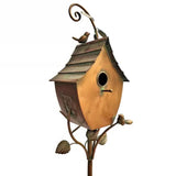 Outdoor, Powder Coated, Iron, Birdhouse, 3-Prong, Garden Stake, Copper Finish