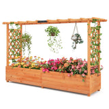 Solid, Fir, Wood, Rectangle, Raised, Garden, Bed, Side Trellis