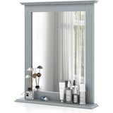 27-in x 22.5-in, Bathroom, Wall Mirror, Shelf, Gray Wood, Finish