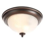 Round, 11-inch, Bronze Finish, Ceiling Light, Frosted Glass, Shade, Flush Mount