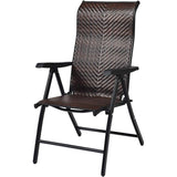 Outdoor/Indoor, Folding, Patio Chair, Brown, Rattan Seat, High Back-Rest