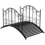 Sturdy, Outdoor, Rust-Proof, 4-Foot, Black Metal, Arch, Garden Bridge