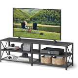 Industrial, Black Metal, Wood, TV Stand, Entertainment Center, TV up to 70-inch