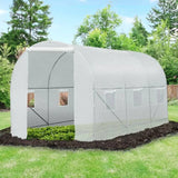 14.7 Ft x 6.5 Ft, Outdoor, Greenhouse, Heavy Duty, Steel Frame, White, PE Cover