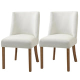 Set of 2 Modern Nailhead Diamond Stitch Upholstered Dining Chairs Beige White