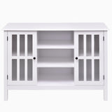 White Wood 43-inch TV Stand with Glass Panel Doors