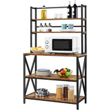 Modern, Industrial, Metal, Wood, Bakers Rack, Kitchen Storage, Shelf