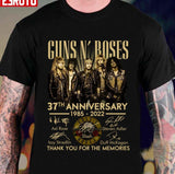 Guns N Roses 37th Anniversary Thank You For The Memories Slash Axl Roses Steven Adler Signature Unisex T-Shirt