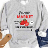 Farmers Market Graphic Strawberry Support Local Farmers Retro Graphic Unisex Sweatshirt