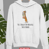 Funny Giraffe Holding A Stack Of Books Unisex Sweatshirt