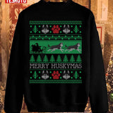 Christmas Siberian Husky Dog Funny Husky Ugly Christmas Sweater Pattern Unisex Sweatshirt