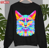 Hug Me Right Meow Neon Vector Art Unisex T-Shirt