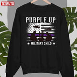 Grunge Flag Purple Up Month Military Children Usa Unisex T-shirt
