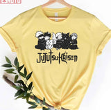 Chibi Of Main Characters Jujutsu Kaisen Gojo Megumi Yuji Nobara Art Unisex T-Shirt