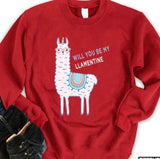 Cute Will You Be My Llamentine 2022 Unisex Sweatshirt