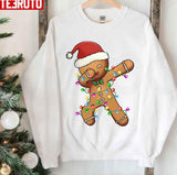 Gingerbread Man Christmas Lights Santa Dabbing Through The Snow Unisex Sweatshirt