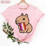 Capybara Lesbian Flag Capybara Themed Pride Unisex T-Shirt