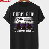 Grunge Flag Purple Up Month Military Children Usa Unisex T-shirt