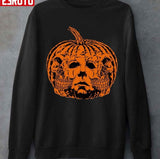 Creepy Pumpkin Michael Myers And Skull Halloween Ends Horror Movie Unisex Sweatshirt