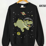 Hippo In Space Cute Cartoon Hippopotamus Unisex Sweatshirt