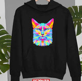 Hug Me Right Meow Neon Vector Art Unisex T-Shirt