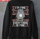 Christmas 2021 I'm Fine Everything Is Fine Cat Ugly Unisex T-Shirt