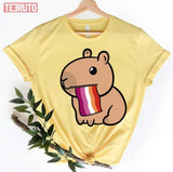 Capybara Lesbian Flag Capybara Themed Pride Unisex T-Shirt