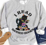 I Read Banned Books Funny Reader Black Cat Unisex Sweatshirt