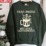 Dead Inside But Still Caffeinated Skeleton Bathing Unisex T-Shirt