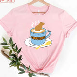 Cappyccino Capybara Coffee Pun Art Unisex T-Shirt
