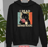 Funny Cat I Read Banned Books Funny Bookworms Reading Book Unisex T-shirt