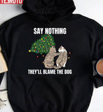 Cat Meme Blame The Dog Christmas Unisex Sweatshirt