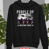 Grunge Flag Purple Up Month Military Children Usa Unisex T-shirt