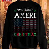 Have Yourself Ameri Christmas Funny American Flag Unisex Sweatshirt