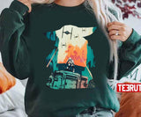 Green Sun Grogu Star Wars Yoda Art Unisex T-shirt