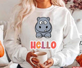 Hello Hippo Cute Design Unisex Hoodie