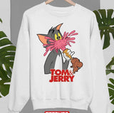 Eating Ice Cream Tom And Jerry Cartoon Design Unisex Sweatshirt