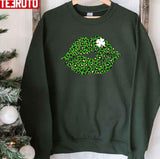 Green Lips Sexy Irish Leopard Shamrock Unisex Sweatshirt