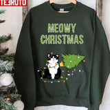 Christmas Cat Tuxedo Xmas Tree Funny Kitty Meowy Unisex Sweatshirt