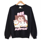 Collage Design Bee And Puppycat Cartoon Unisex T-Shirt