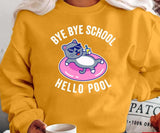 Bye Bye School Hello Pool Cat Unisex T-Shirt