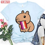 Capybara Lesbian Flag Capybara Themed Pride Unisex T-Shirt