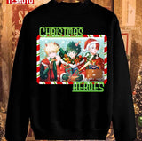Christmas Heroes On Teal Unisex Sweatshirt